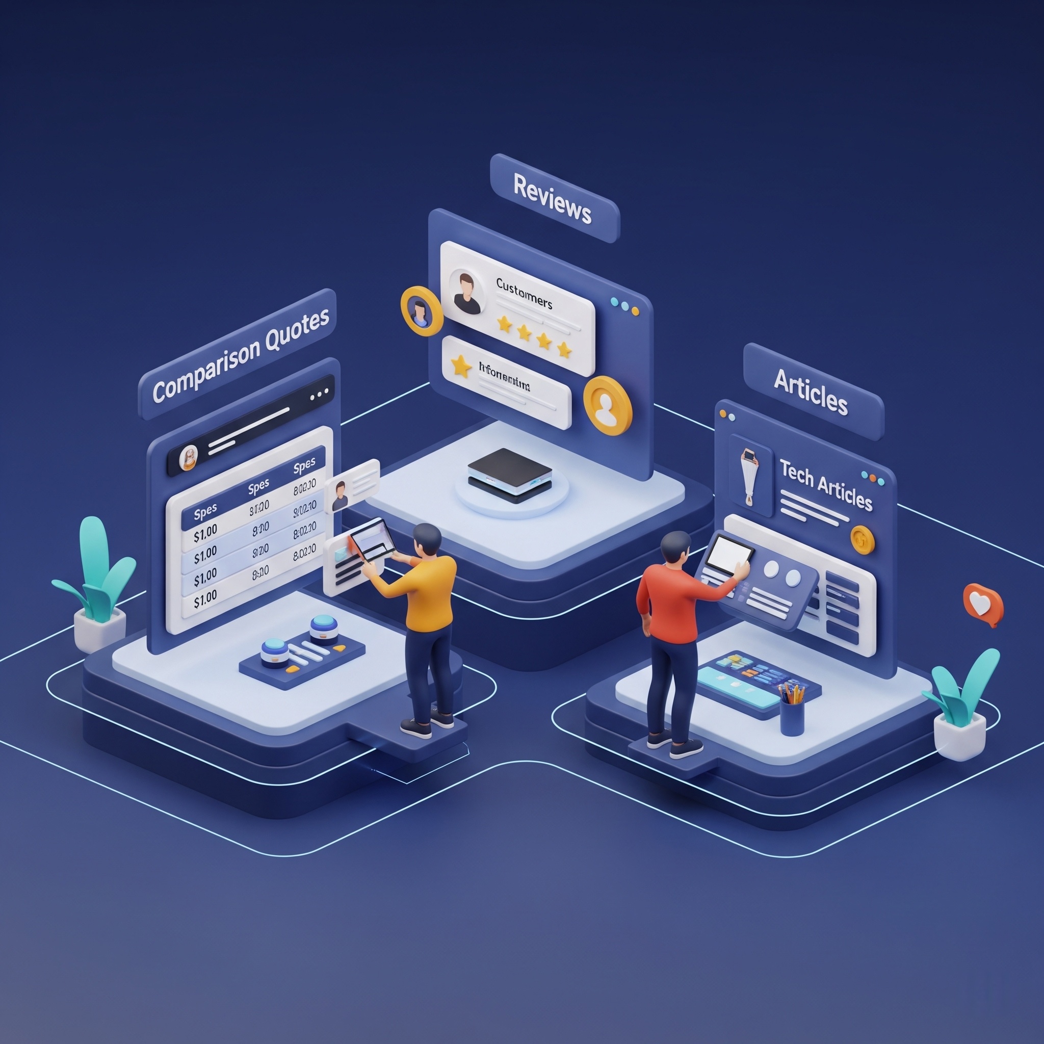 How Comparison Quotes, Reviews, and Articles Help a Tech Buyer's Journey